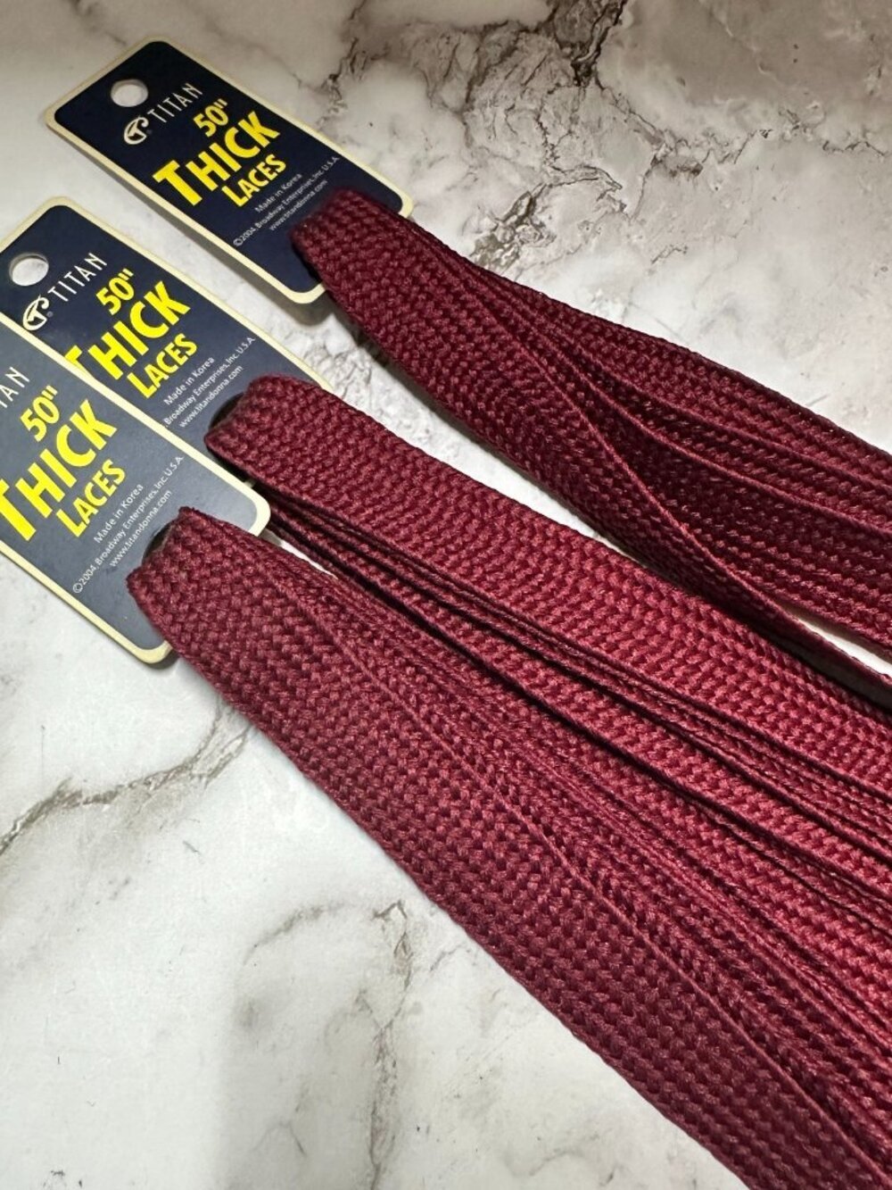 3/$30 Titan Thick Shoe Laces Burgundy 50 Inch Flat Wide Replacement Lot Of 3